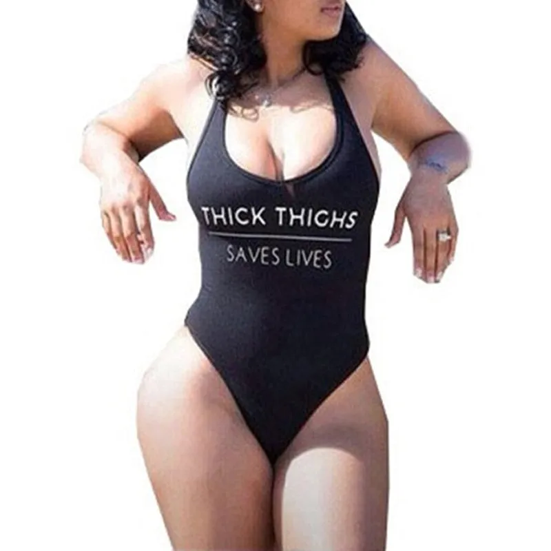THICK THIGHS SAVE LIVES One Piece Swimsuit Plus Size Swimwear