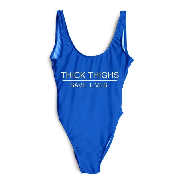 THICK THIGHS SAVE LIVES One Piece Swimsuit Plus Size Swimwear