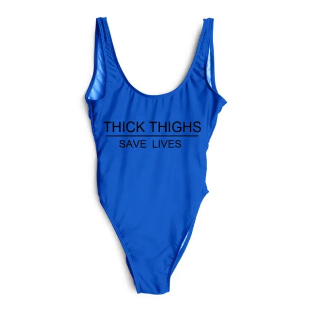 THICK THIGHS SAVE LIVES One Piece Swimsuit Plus Size Swimwear