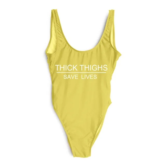 THICK THIGHS SAVE LIVES One Piece Swimsuit Plus Size Swimwear