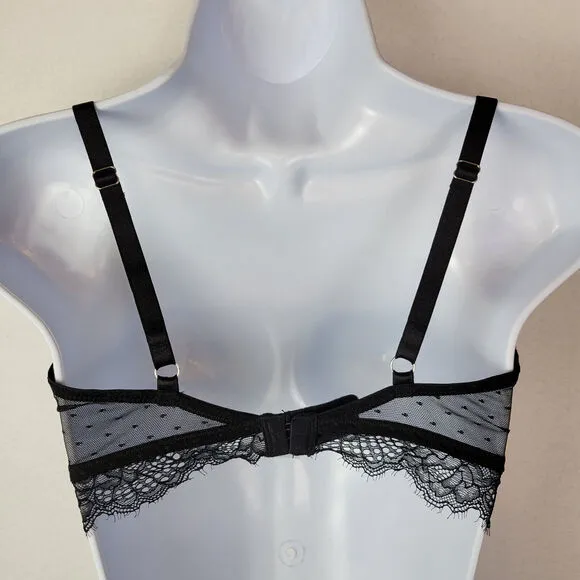 Thistle and Spire Womens Amore Lace Bra Underwire Sheer Size XS Black Corset