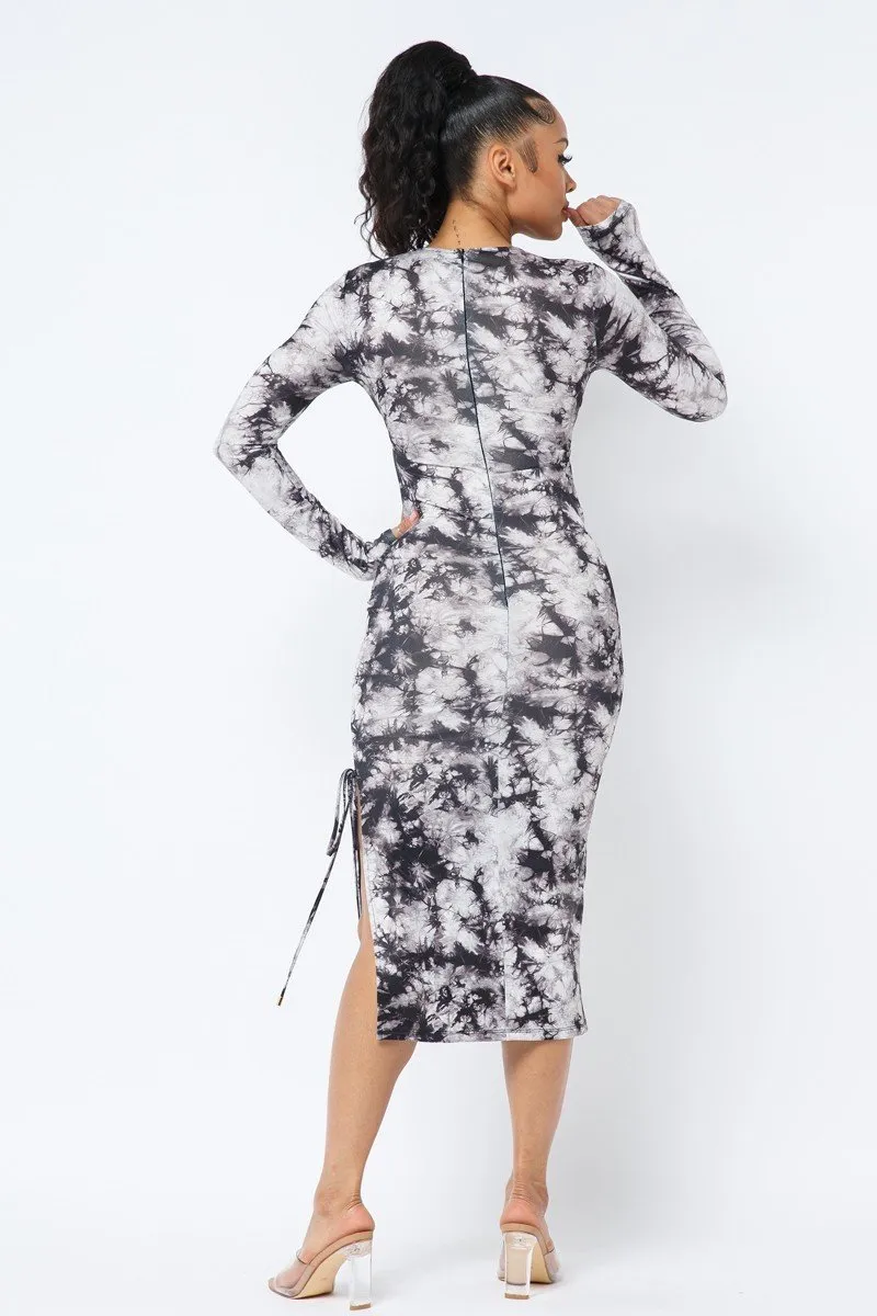 Tie Dye Long Sleeve Midi Dress