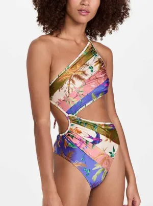 Tropical Cutout One-Shoulder One-Piece Swimsuit