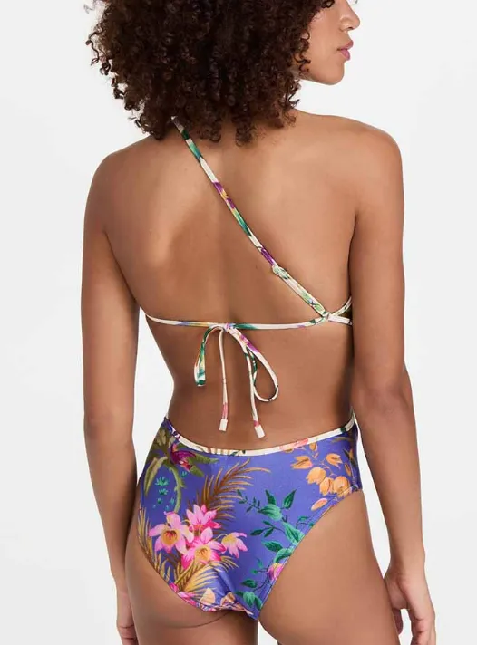 Tropical Cutout One-Shoulder One-Piece Swimsuit