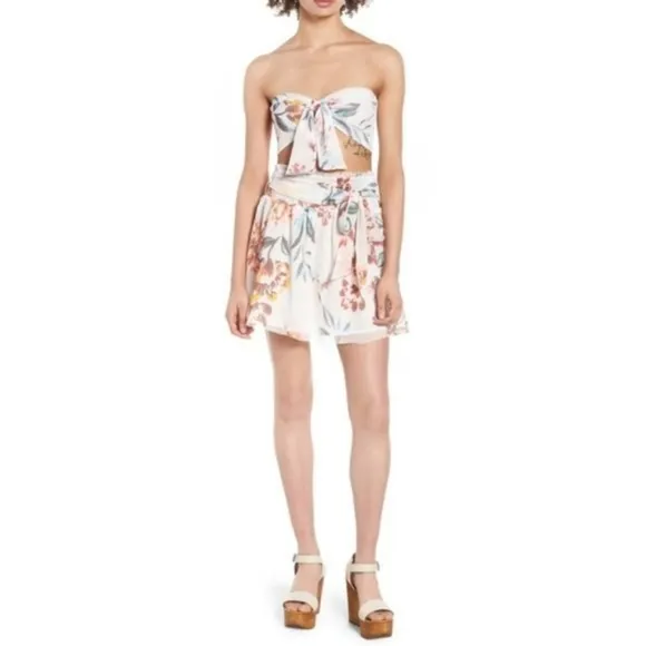 Tularosa Margaret Bandeau Top and Ida Skirt Set in Dahlia Floral