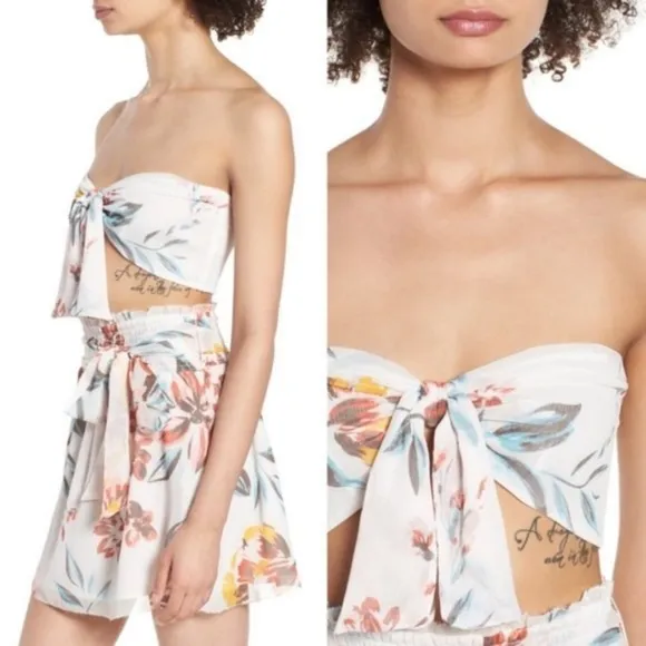 Tularosa Margaret Bandeau Top and Ida Skirt Set in Dahlia Floral