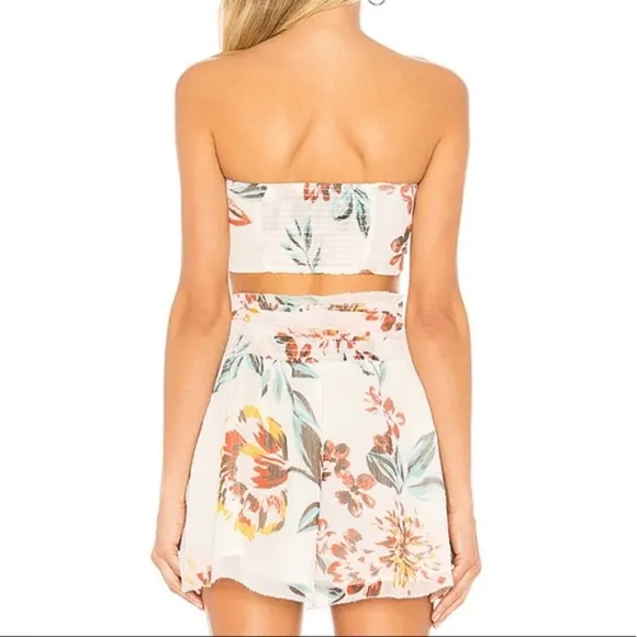 Tularosa Margaret Bandeau Top and Ida Skirt Set in Dahlia Floral