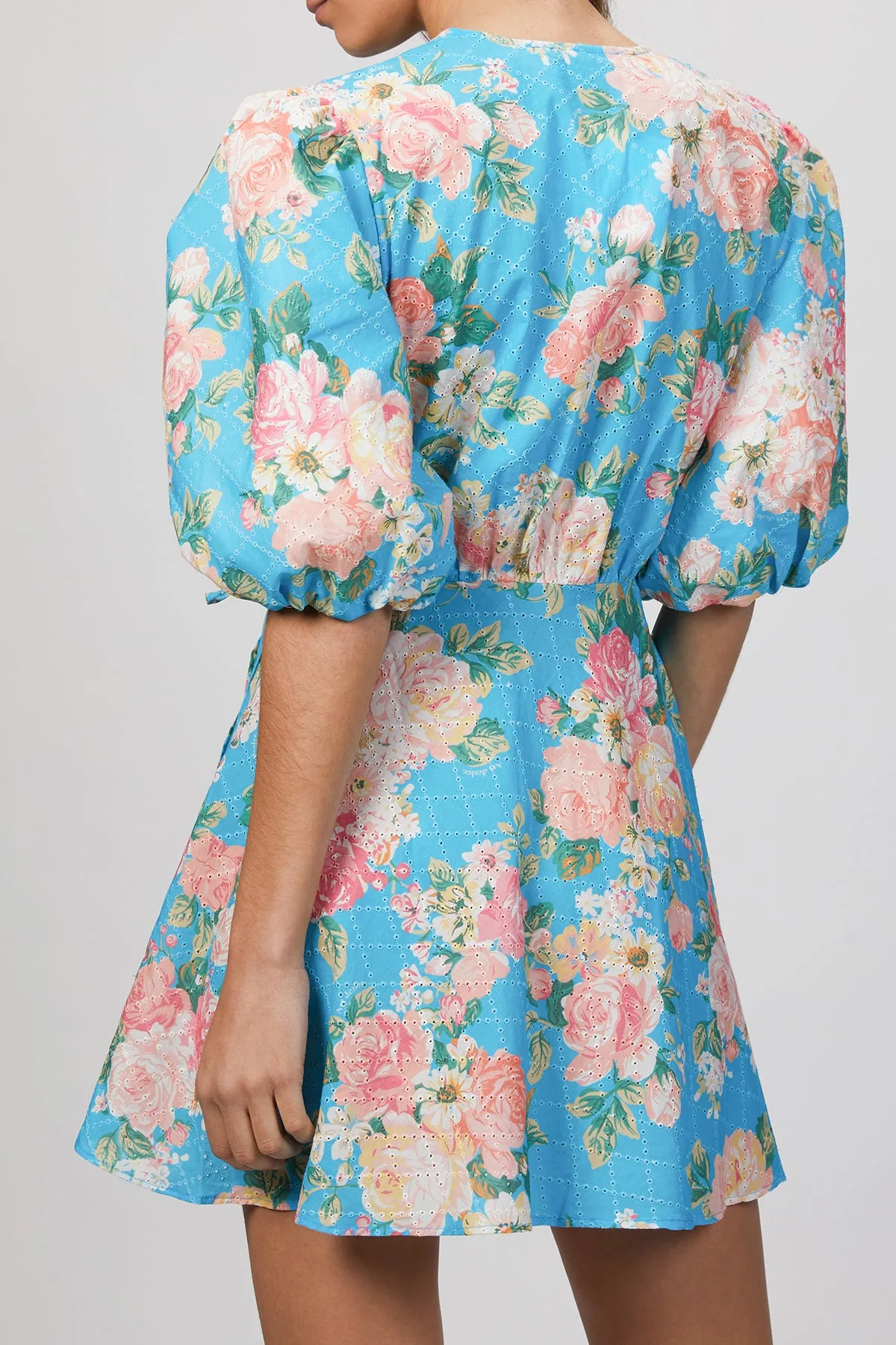 TURQUOISE FLORAL MINI DRESS