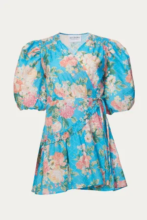TURQUOISE FLORAL MINI DRESS