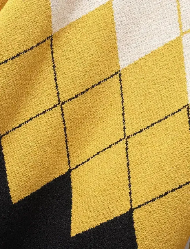 Turtleneck Plaid Sweater Dress