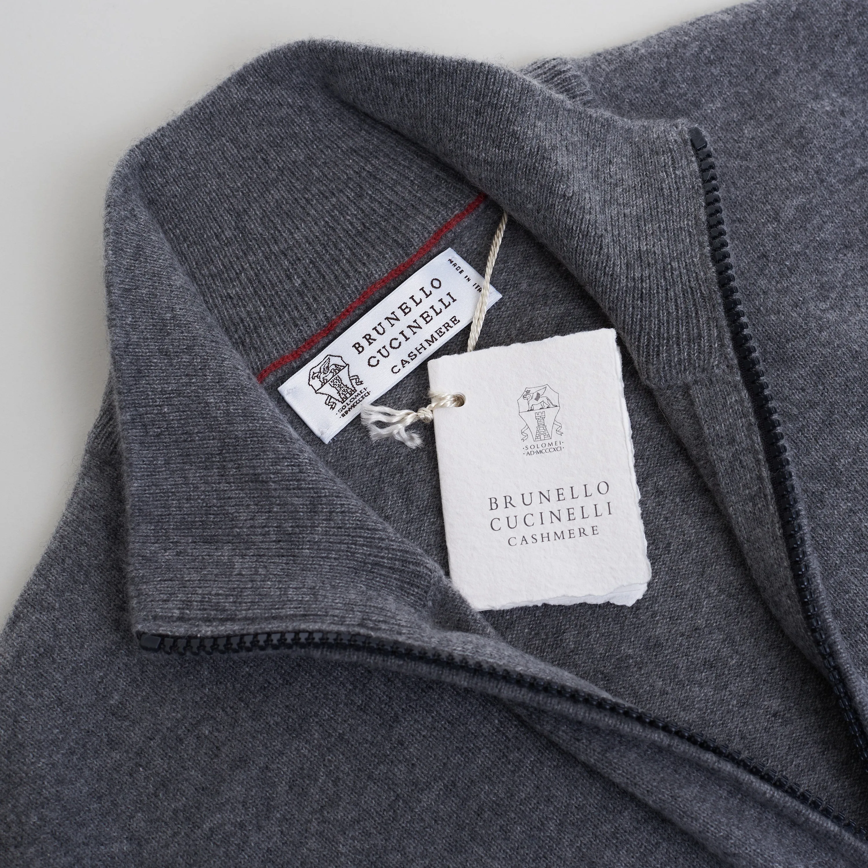 Turtleneck Sweater With Zipper In Dark Gray Cashmere