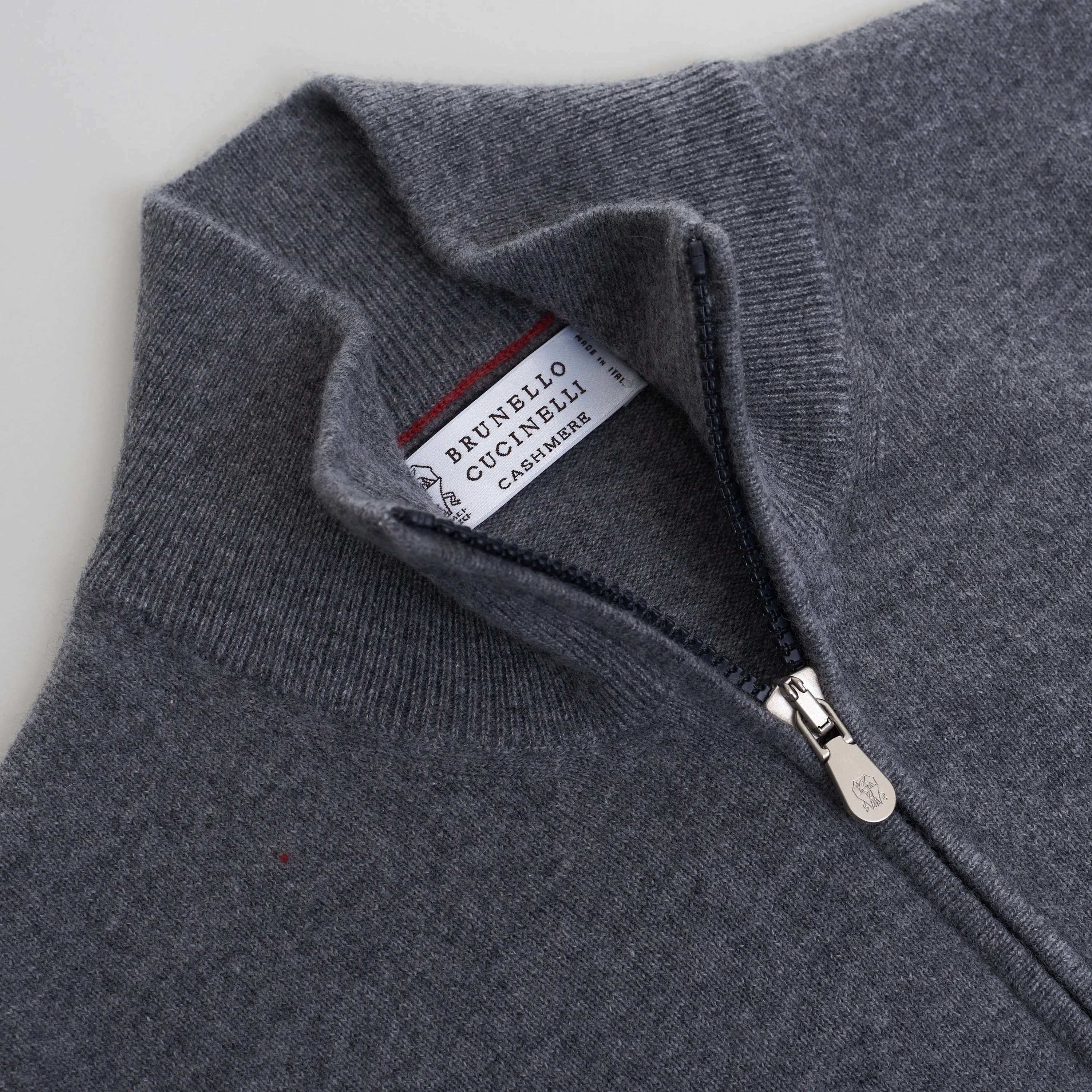 Turtleneck Sweater With Zipper In Dark Gray Cashmere
