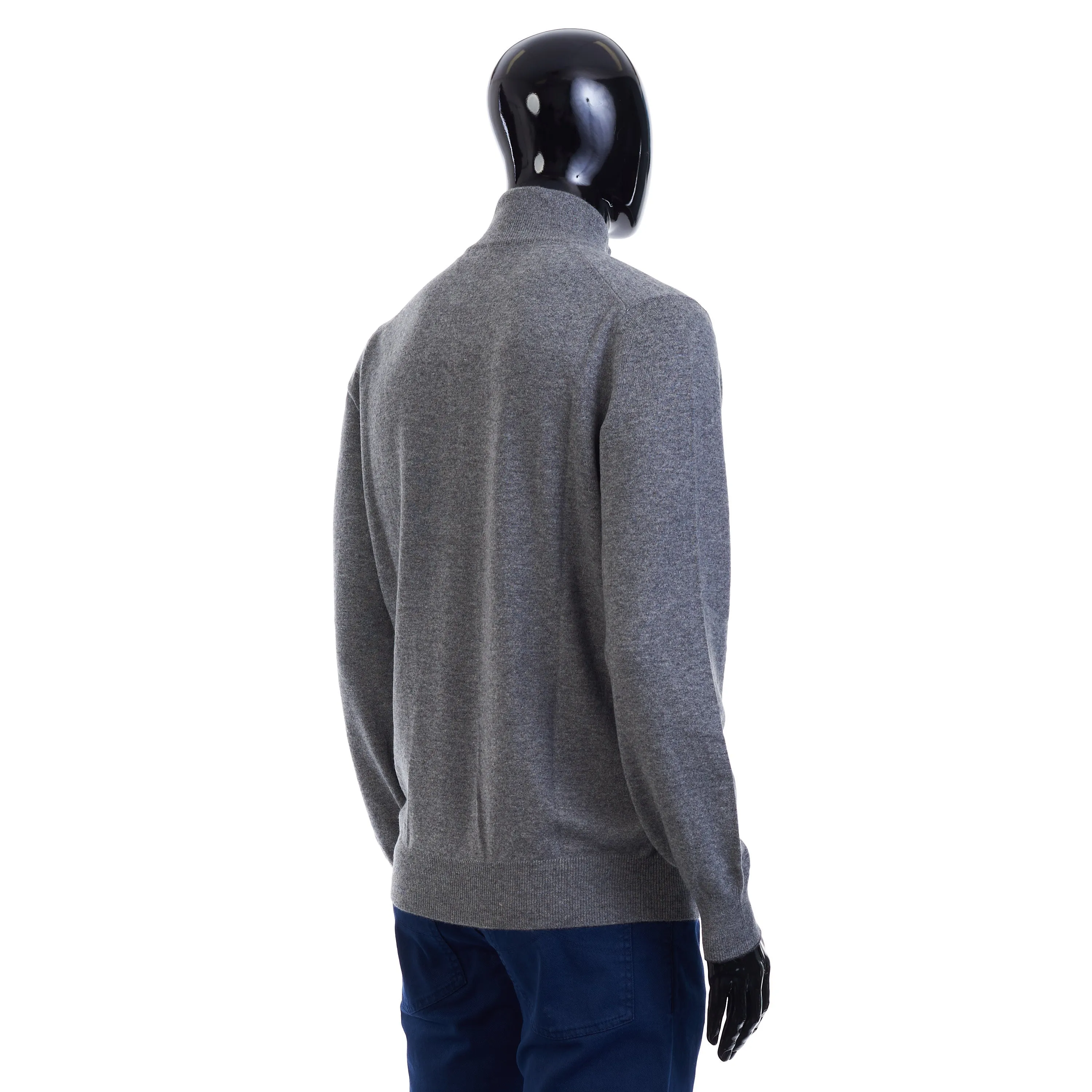 Turtleneck Sweater With Zipper In Dark Gray Cashmere
