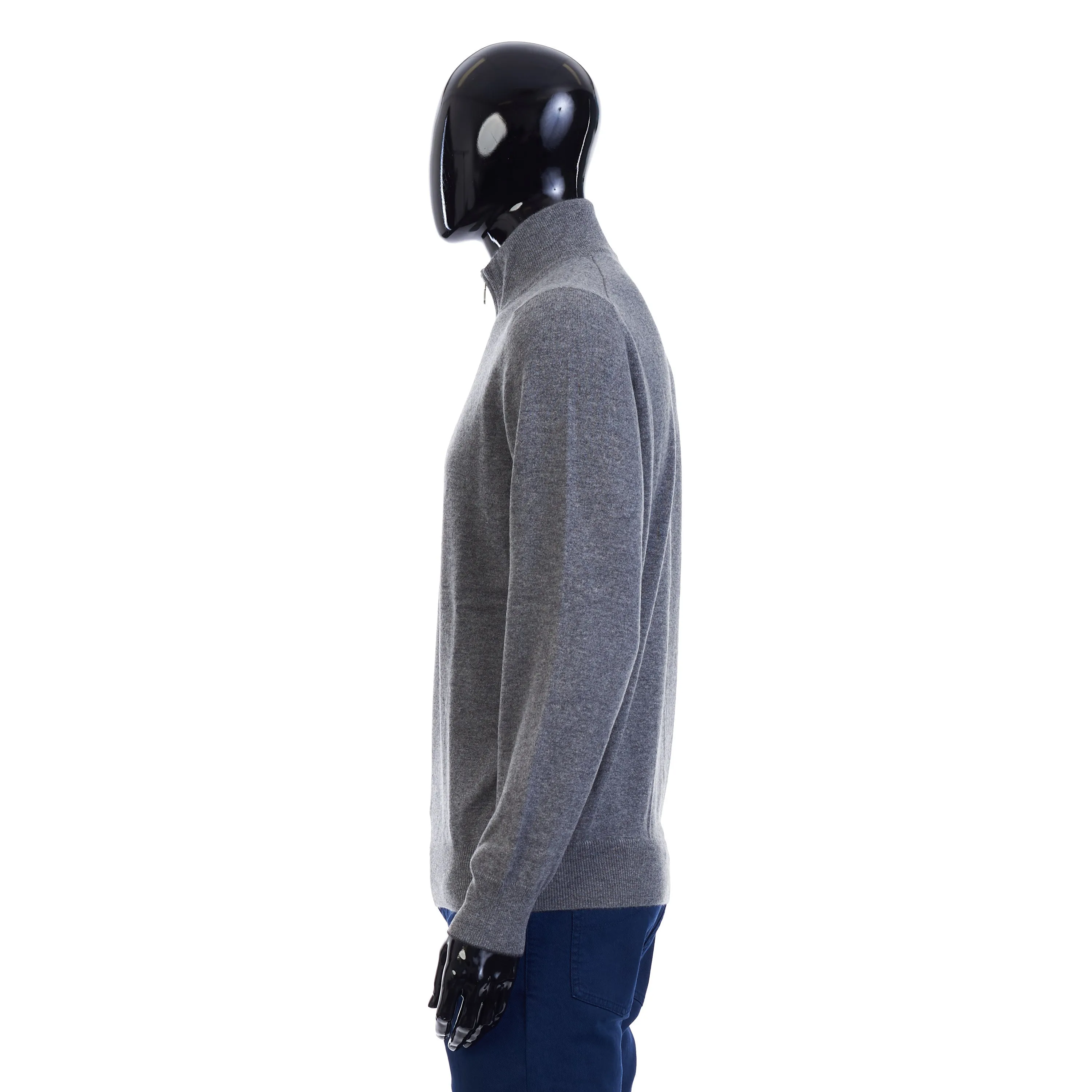 Turtleneck Sweater With Zipper In Dark Gray Cashmere