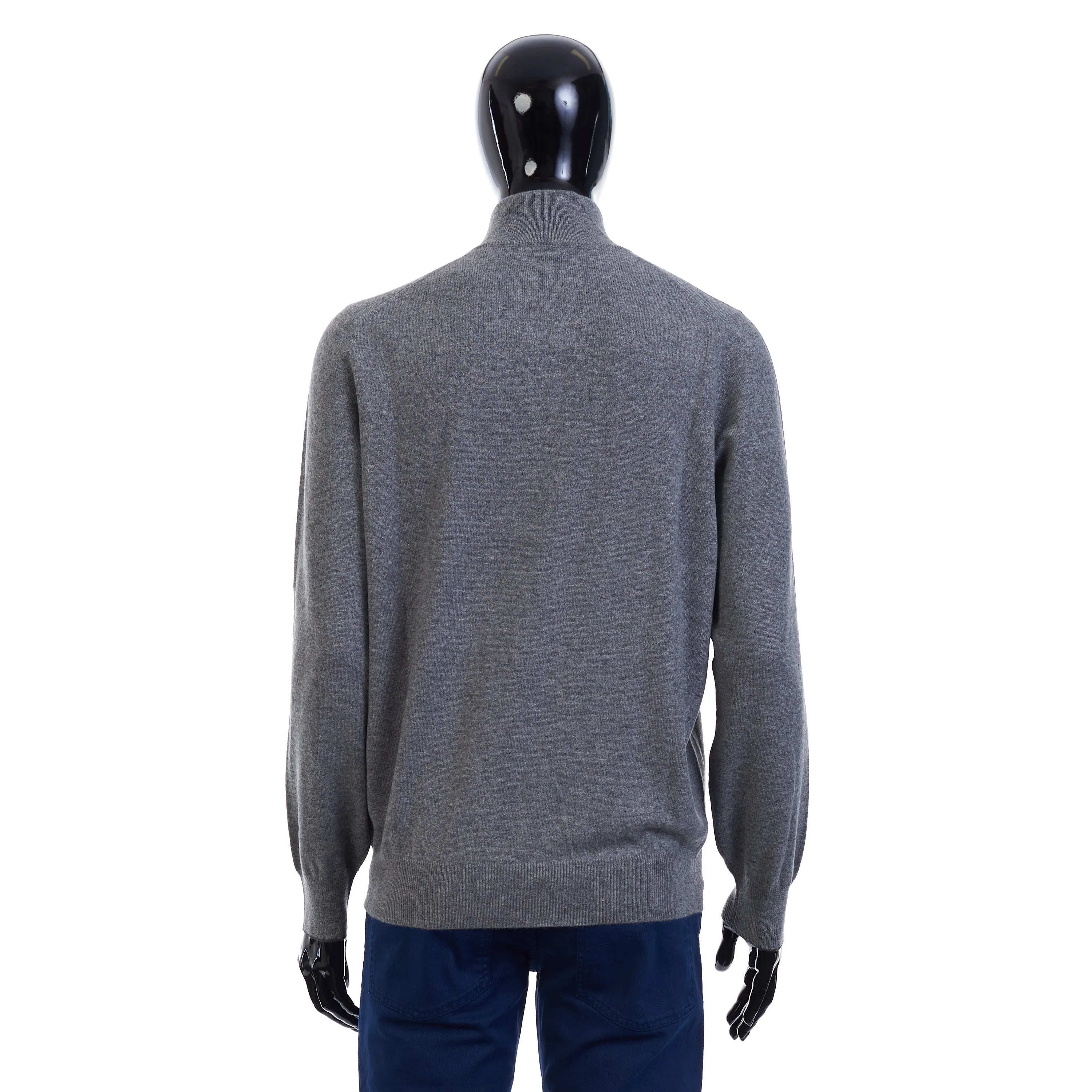 Turtleneck Sweater With Zipper In Dark Gray Cashmere