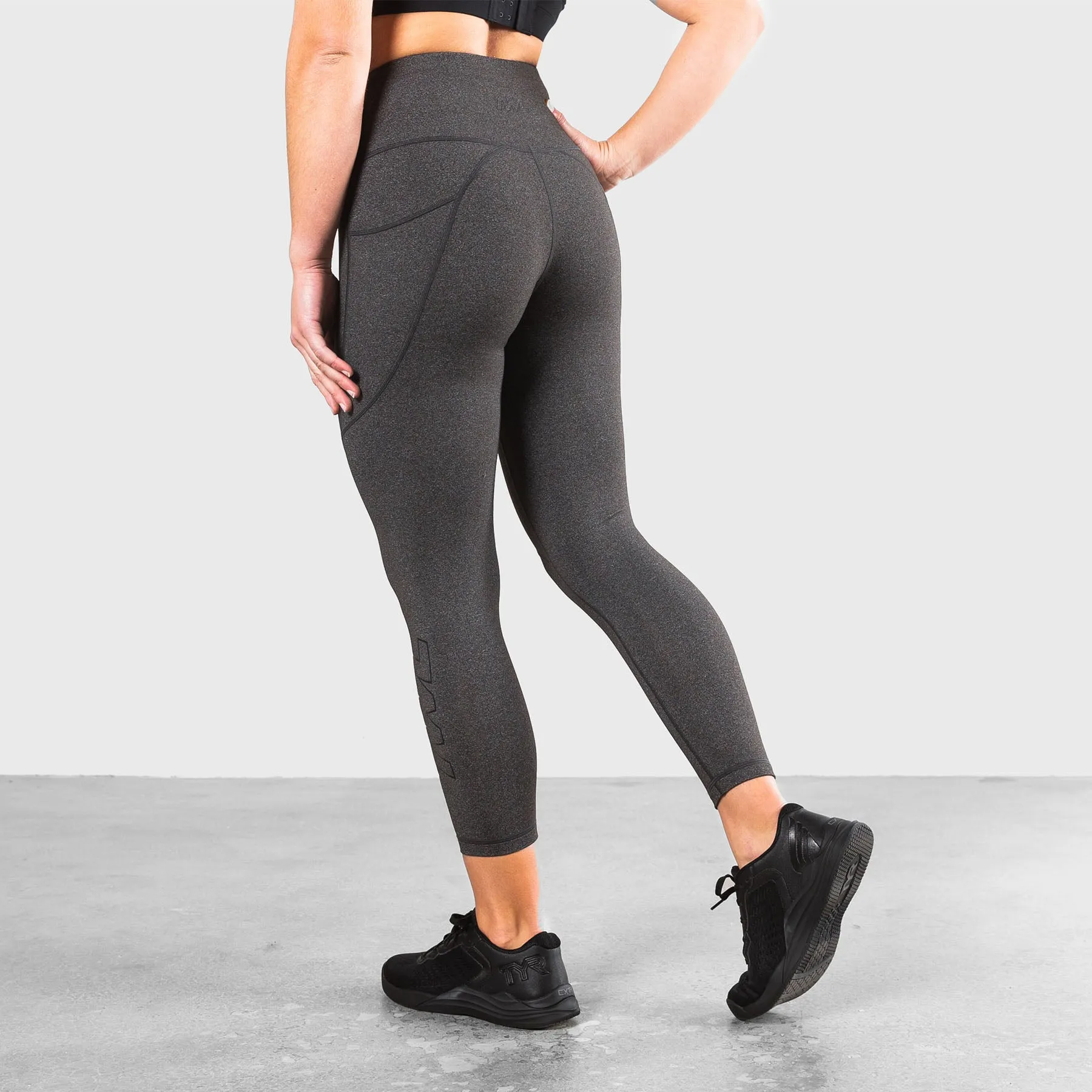 TWL - WOMEN'S ENERGY HIGH WAISTED 7/8TH TIGHTS - ATHLETE - CHARCOAL MARL/BLACK