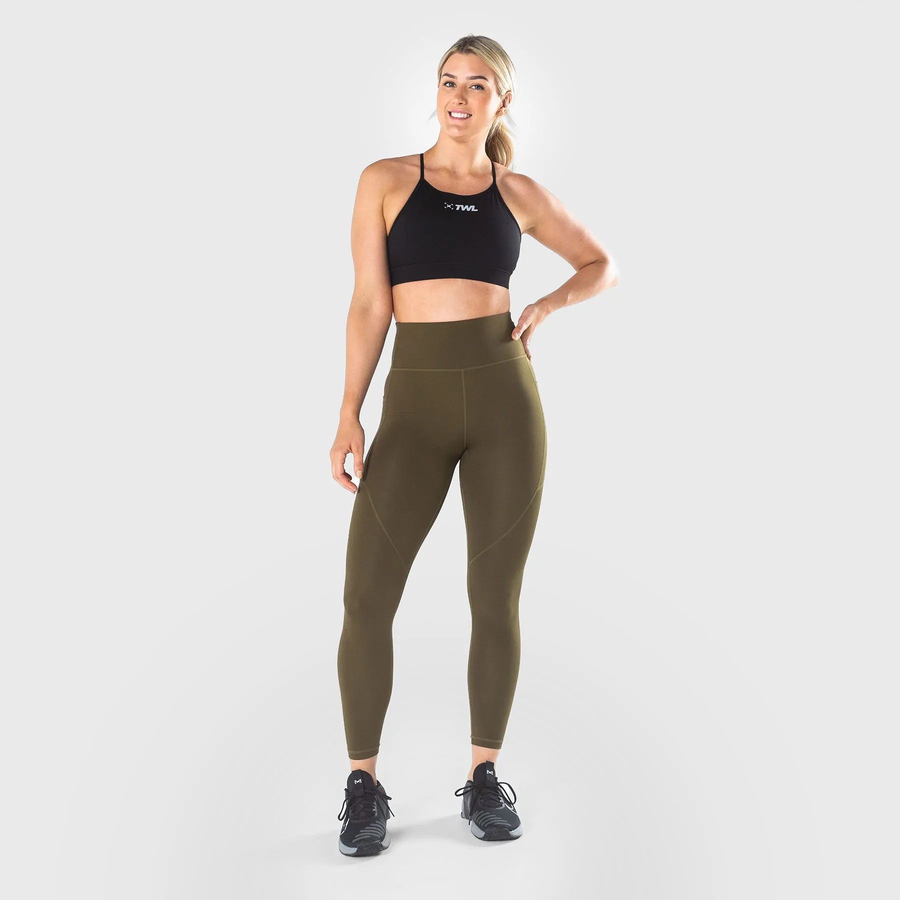 TWL - WOMEN'S ENERGY HIGH WAISTED FULL LENGTH TIGHTS - UNIFORM GREEN