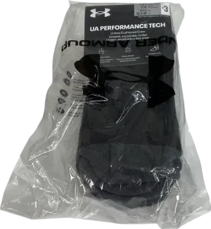 Under Armour Black Performance Tech Crew Socks UK 5.5 EU 39.5 👞