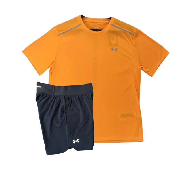 Under Armour Tech T-Shirt and Speedpocket Shorts Set - Orange/Grey