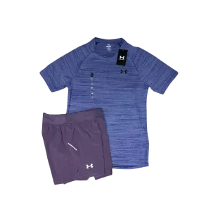 Under Armour Tech Tiger T-Shirt and Launch 5 Inch Shorts Set - Purple