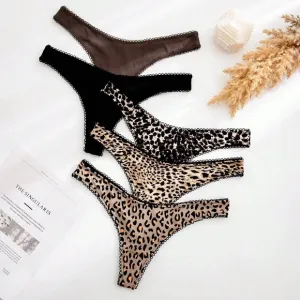 Underwear&amp;Sleepwear Basics 5packs Leopard Print Low Rise Sexy Thongs