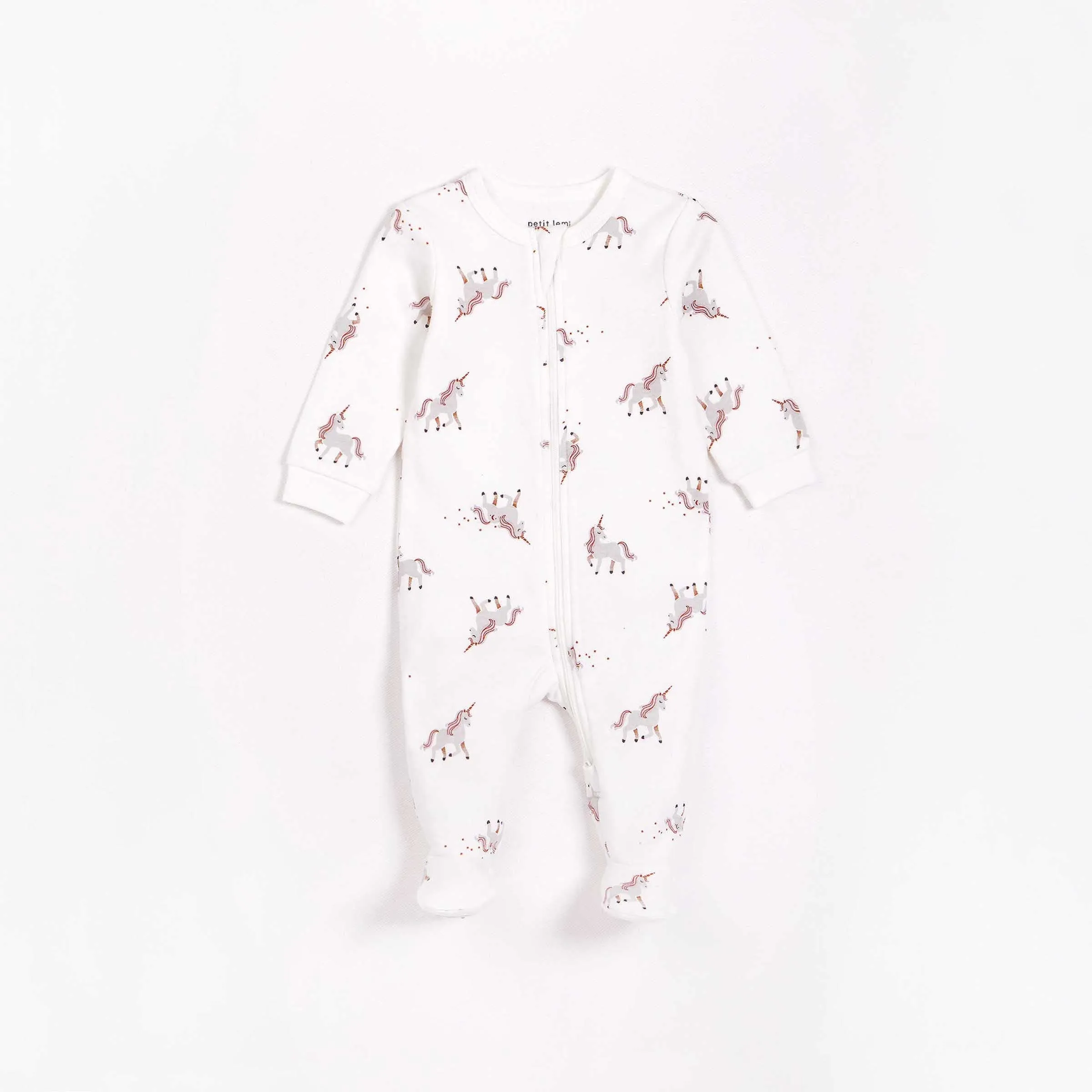 Unicorn Print on Off-White Footed Sleeper