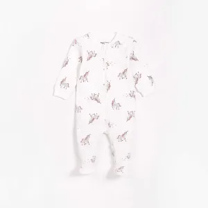 Unicorn Print on Off-White Footed Sleeper