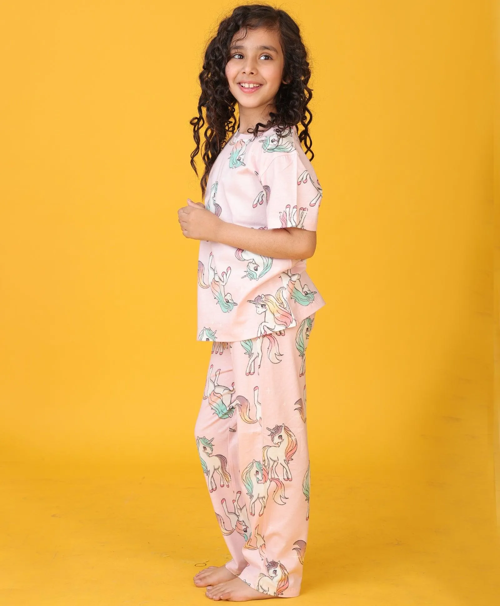 UNICORN STAR SHORT SLEEVE PYJAMA SET - PINK