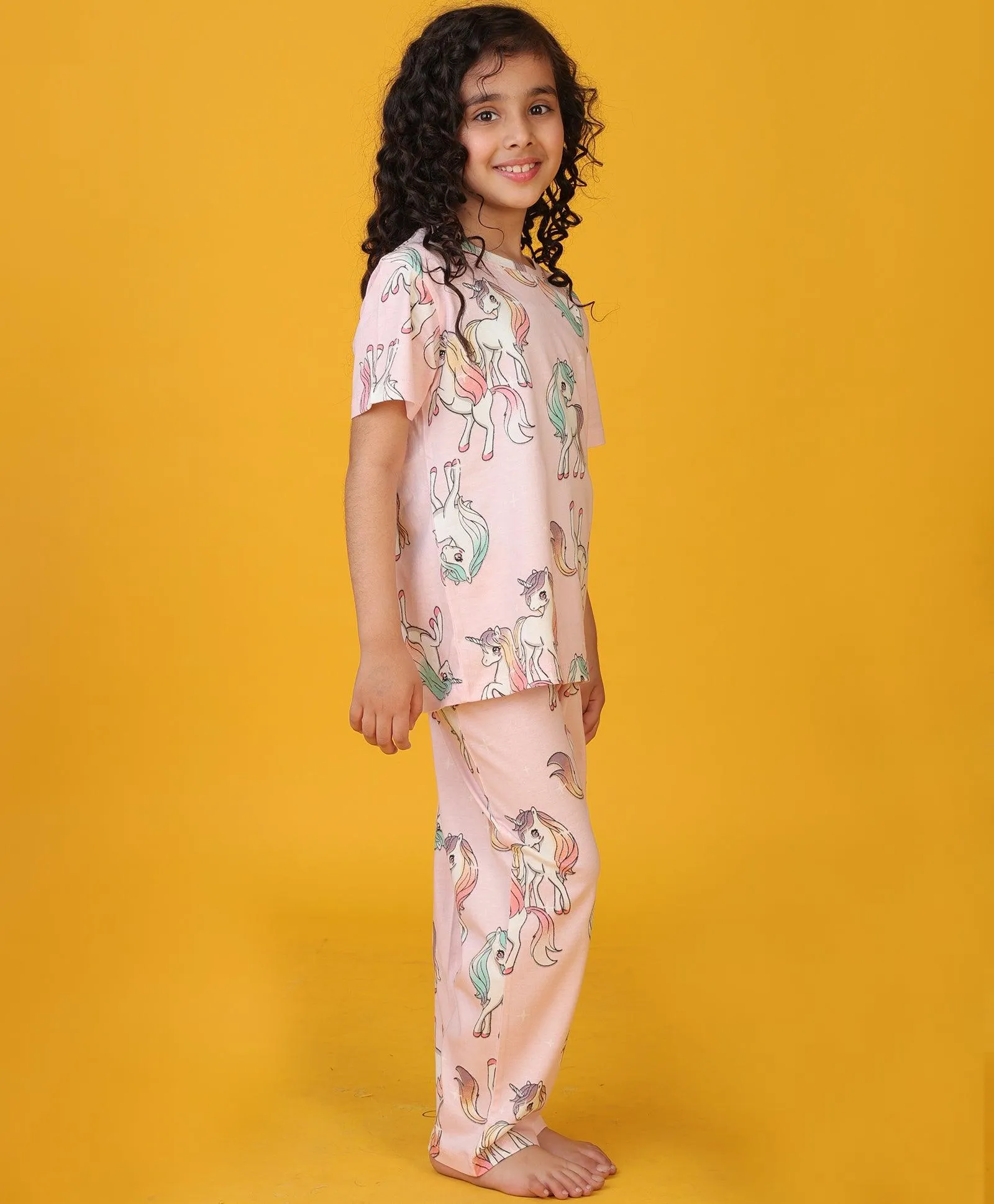 UNICORN STAR SHORT SLEEVE PYJAMA SET - PINK