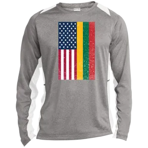 USA Lithuania Flag - Men's Long Sleeve Colorblock Activewear Performance T