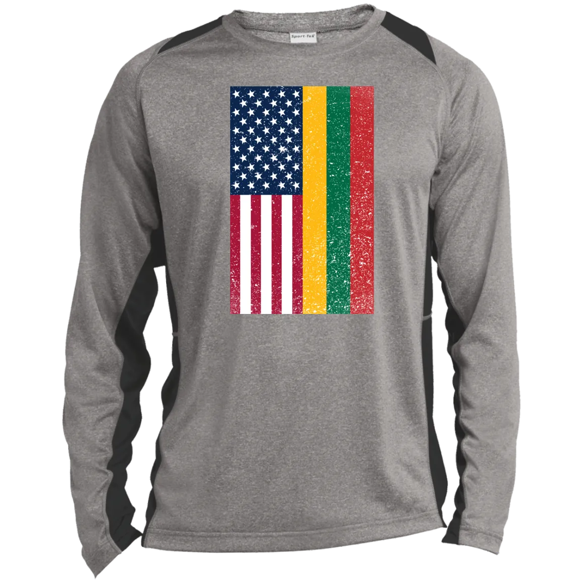 USA Lithuania Flag - Men's Long Sleeve Colorblock Activewear Performance T