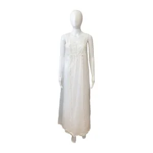 Vanity Fair Women’s Vintage Long Nightgown Sheer White Pink Bows Size 34