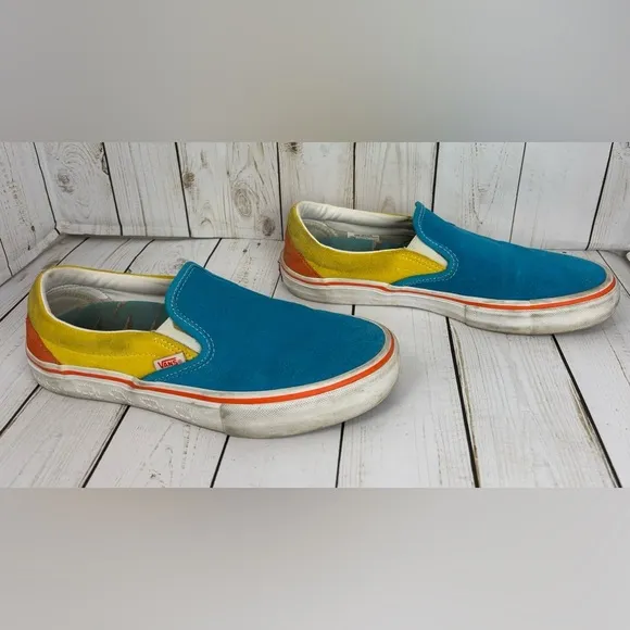 Vans X The Simpsons ‘Bart’ Slip-On Pro Skate Shoes Suede Blue Yellow Orange 8.5
