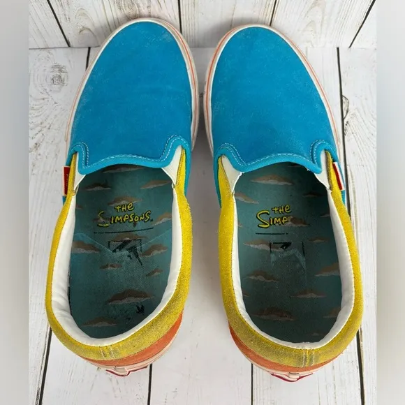 Vans X The Simpsons ‘Bart’ Slip-On Pro Skate Shoes Suede Blue Yellow Orange 8.5