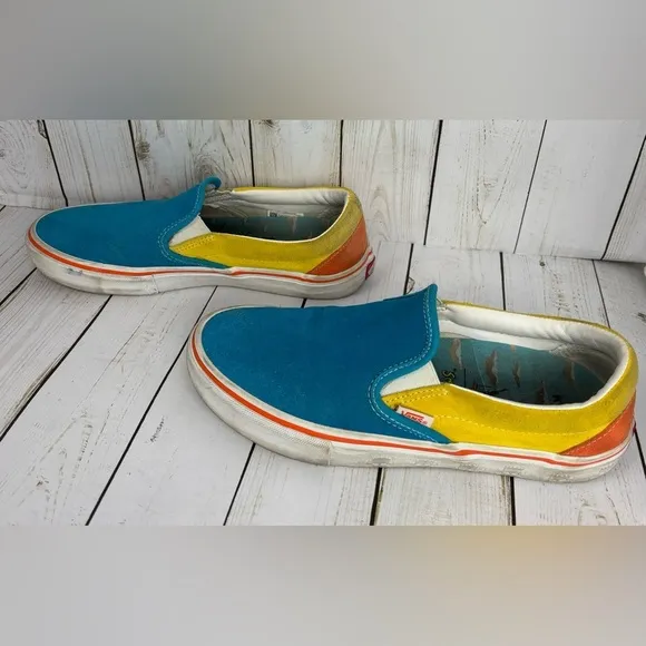 Vans X The Simpsons ‘Bart’ Slip-On Pro Skate Shoes Suede Blue Yellow Orange 8.5