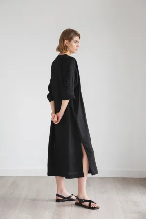 Velma Dress in Black Linen