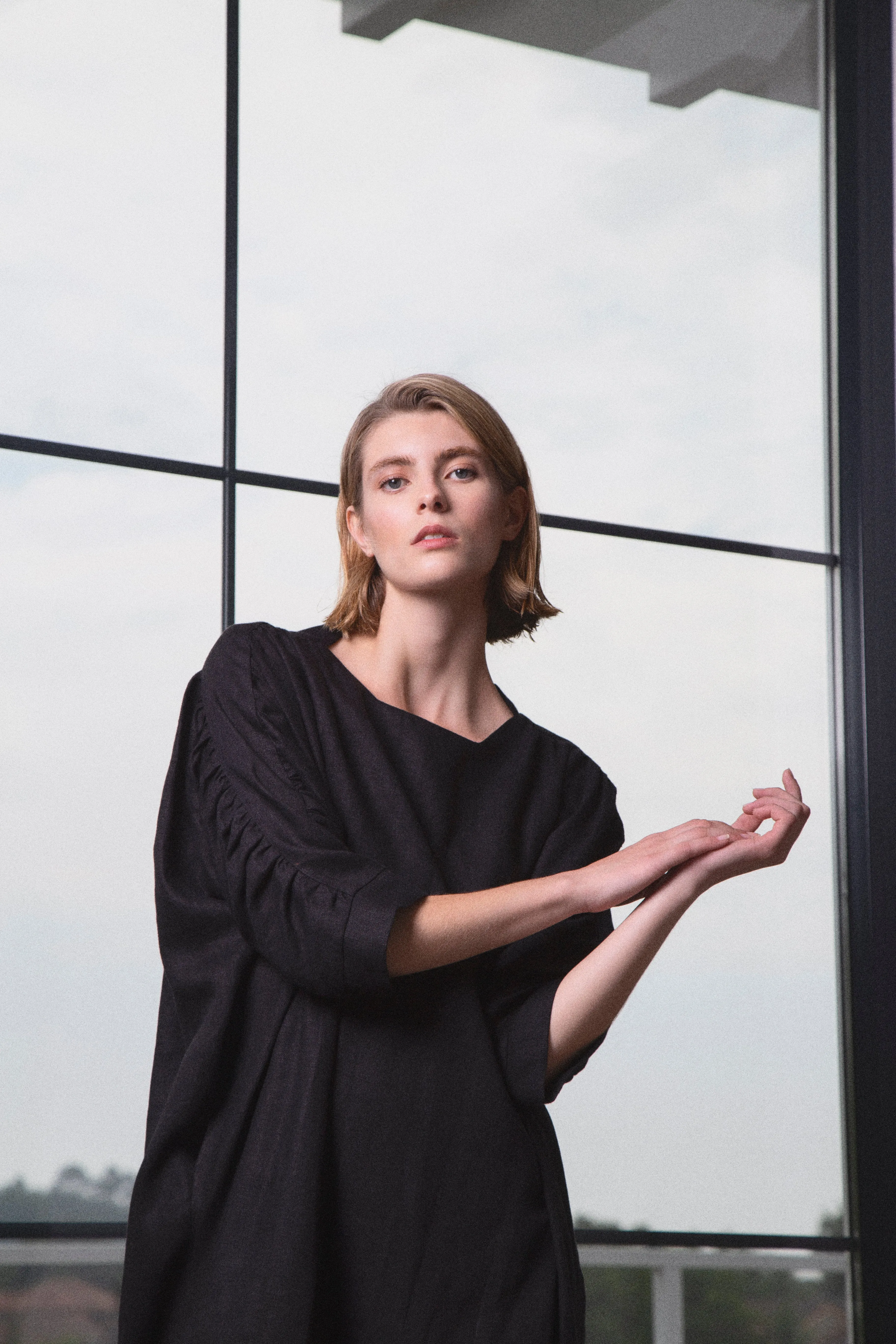 Velma Dress in Black Linen