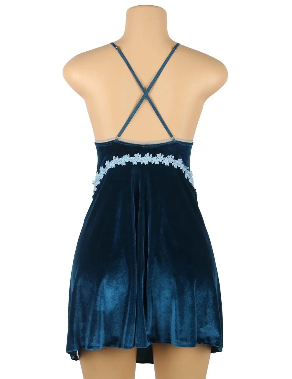 Velour Egypt Embroidery Nightdress With G String