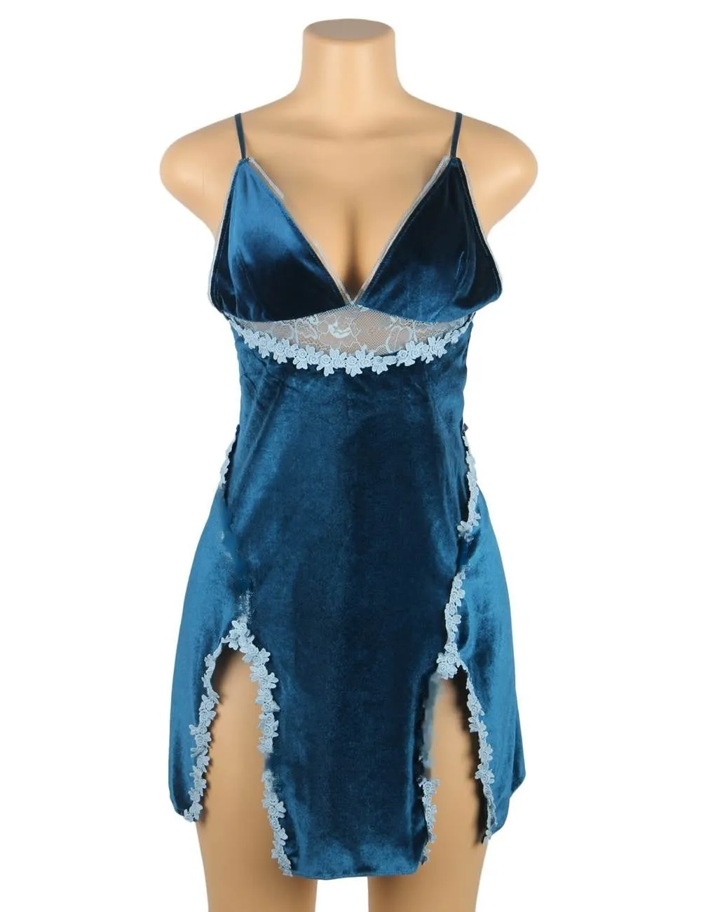 Velour Egypt Embroidery Nightdress With G String