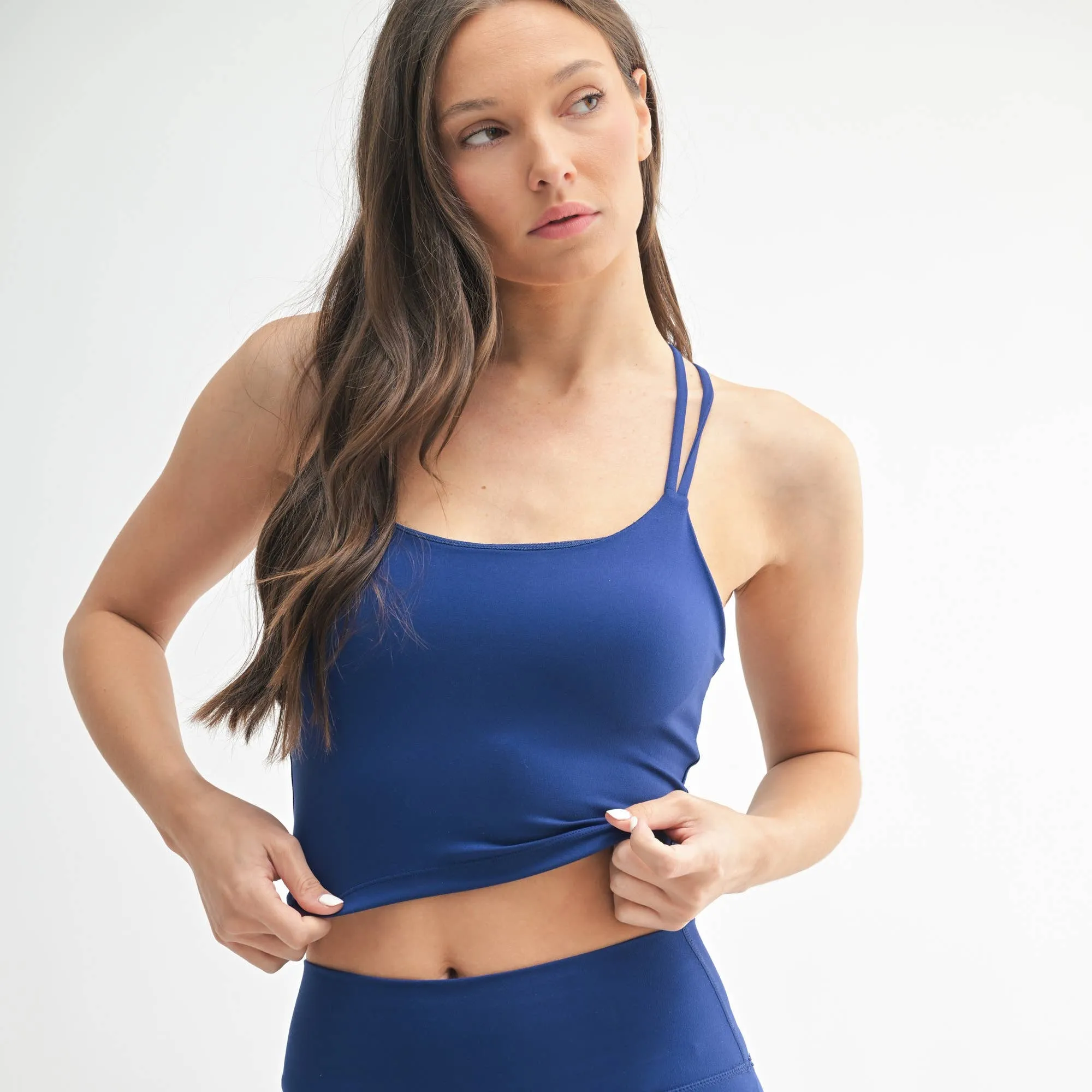 Venice Cloud Light Criss-Cross Sports Bra ~ Blue