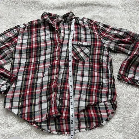 Victoria Secret PJ Set Long Sleeve VS Top &amp; Pants Red Plaid Pajamas Sz Small