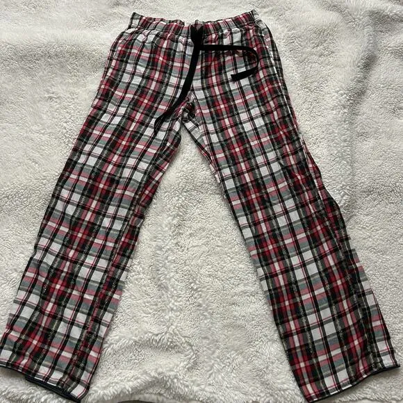 Victoria Secret PJ Set Long Sleeve VS Top &amp; Pants Red Plaid Pajamas Sz Small