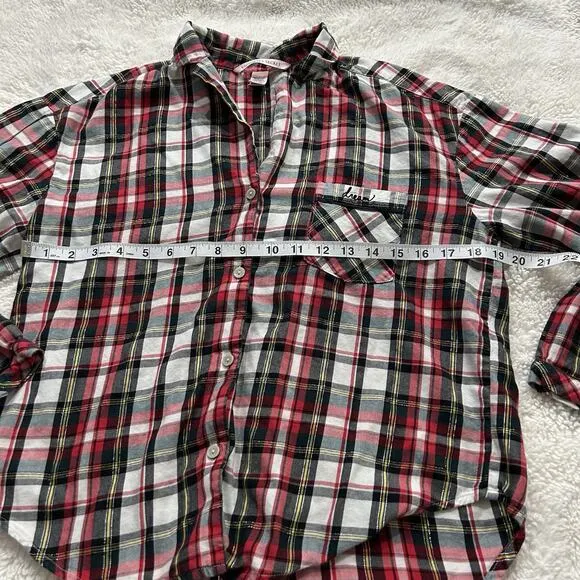 Victoria Secret PJ Set Long Sleeve VS Top &amp; Pants Red Plaid Pajamas Sz Small