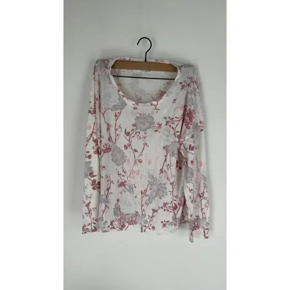 Victorias Secret Cozy Knit Long Sleeve &amp; Short PJ Set Womens Large New Floral