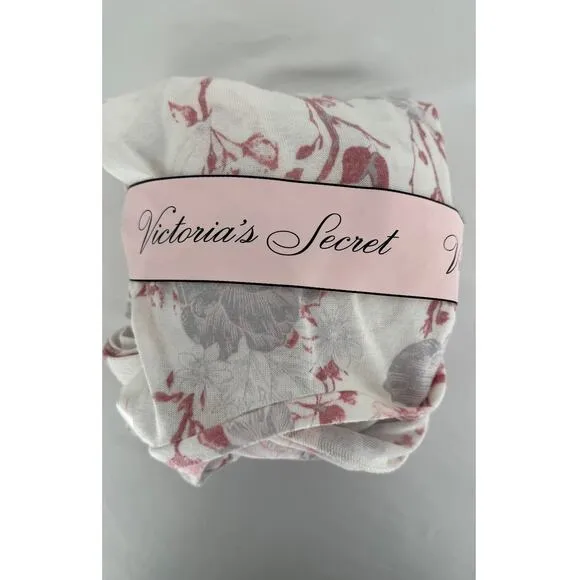 Victorias Secret Cozy Knit Long Sleeve &amp; Short PJ Set Womens Large New Floral