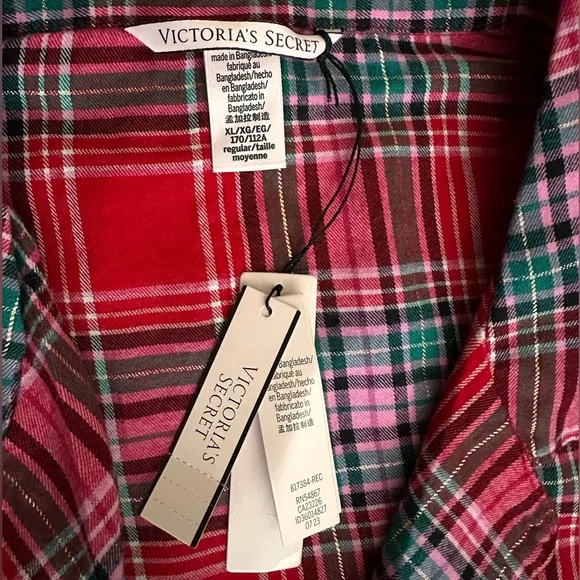 Victoria's Secret Flannel Long Pajama Set, Women's Sleepwear (XL)