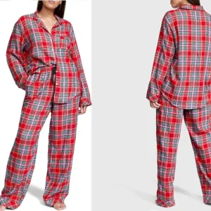 Victoria's Secret Flannel Long Pajama Set, Women's Sleepwear (XL)