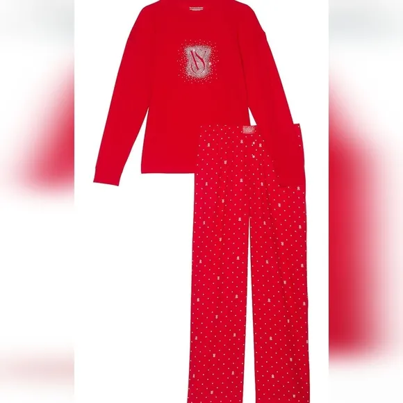 Victoria's Secret Flannel Long-Sleeve Tee Jama Set