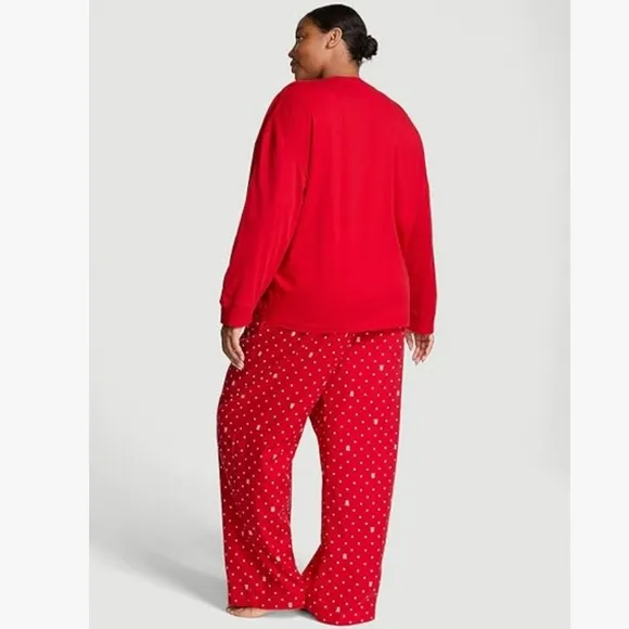 Victoria's Secret Flannel Long-Sleeve Tee Jama Set