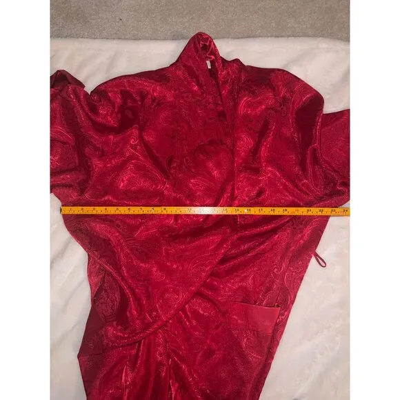 Victoria’s Secret Gold Label Satin Jacquard Robe M Vintage Red Collectors